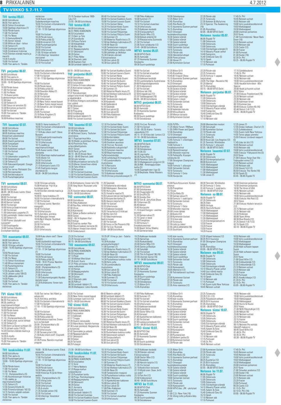 05 Ylen aamu-tv: Tänään TV1 perjantai 06.07. 06.55 Ylen aamu-tv 09.30 Antiikkimakasiini 10.00-10.45 Opettaja ohjaimissa 10.50 Päivän kasvo 11.05 Yle News 11.