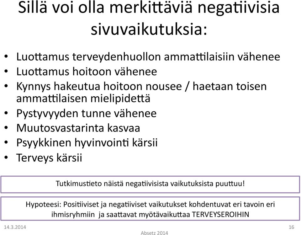 kasvaa Psyykkinen hyvinvoin@ kärsii Terveys kärsii Tutkimus@eto näistä nega@ivisista vaikutuksista puuruu!