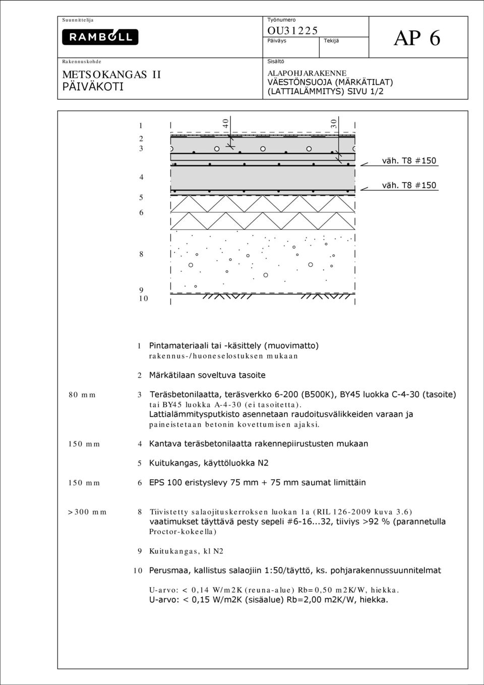 C-4-30 (tasoite) tai BY45 luokka A-4-30 (ei tasoitetta). Lattialämmitysputkisto asennetaan raudoitusvälikkeiden varaan ja paineistetaan betonin kovettumisen ajaksi.