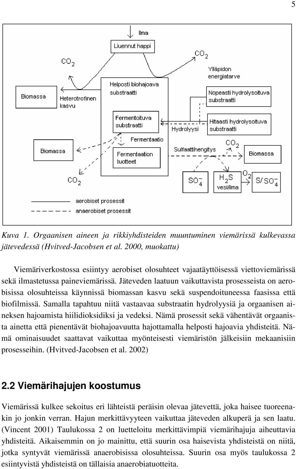 Jäteveden laatuun vaikuttavista prosesseista on aerobisissa olosuhteissa käynnissä biomassan kasvu sekä suspendoituneessa faasissa että biofilmissä.