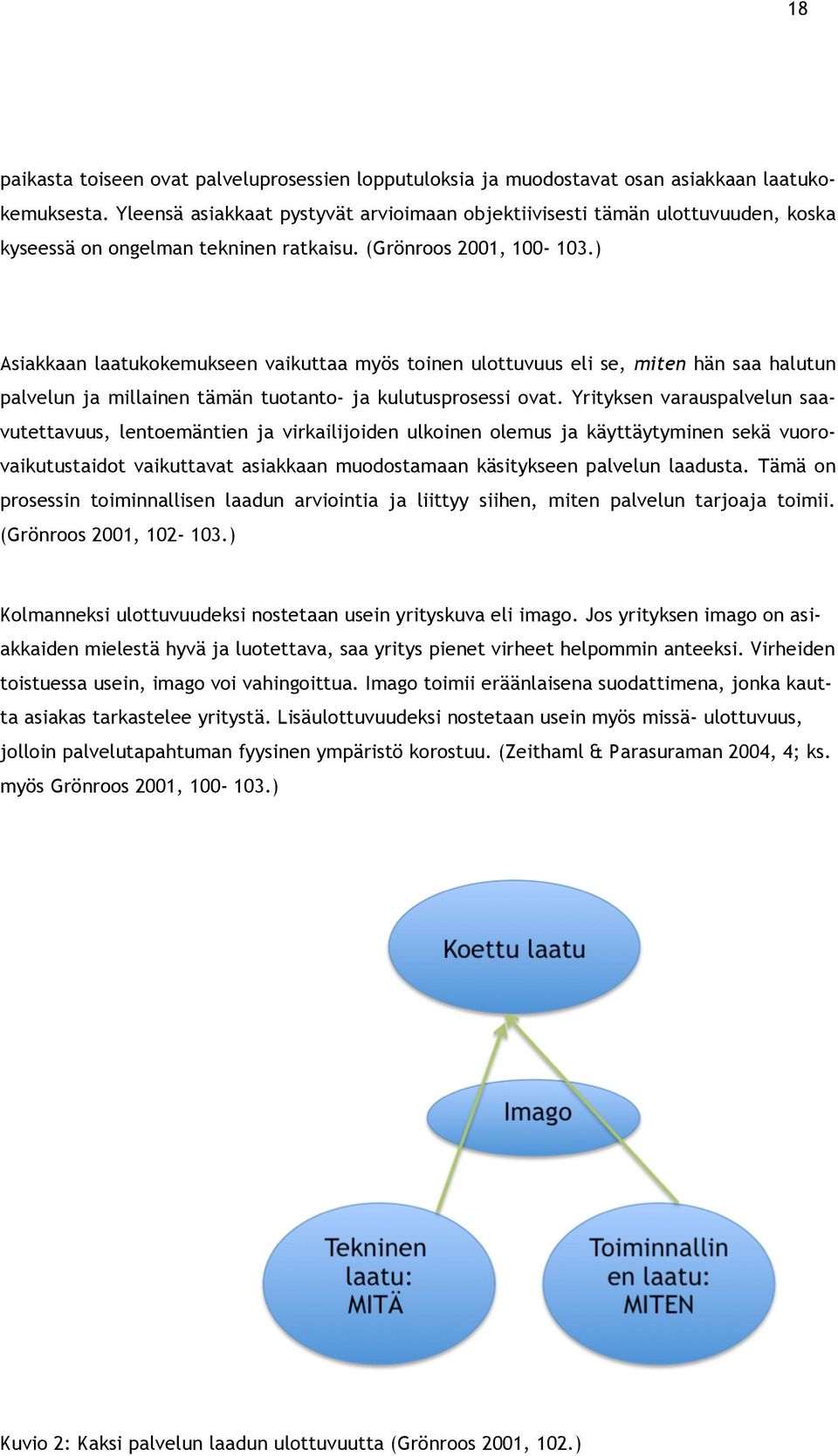 ) Asiakkaan laatukokemukseen vaikuttaa myös toinen ulottuvuus eli se, miten hän saa halutun palvelun ja millainen tämän tuotanto- ja kulutusprosessi ovat.