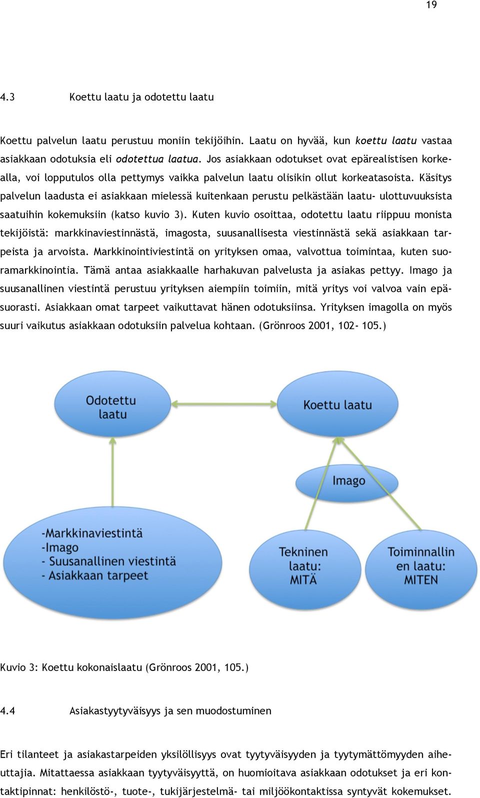 Käsitys palvelun laadusta ei asiakkaan mielessä kuitenkaan perustu pelkästään laatu- ulottuvuuksista saatuihin kokemuksiin (katso kuvio 3).