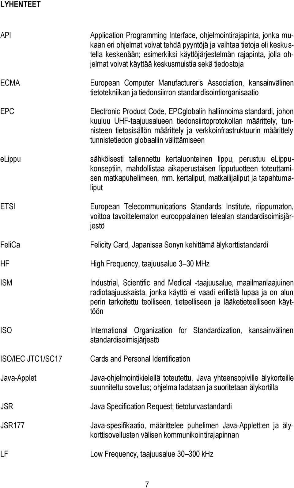 Association, kansainvälinen tietotekniikan ja tiedonsiirron standardisointiorganisaatio Electronic Product Code, EPCglobalin hallinnoima standardi, johon kuuluu UHF-taajuusalueen