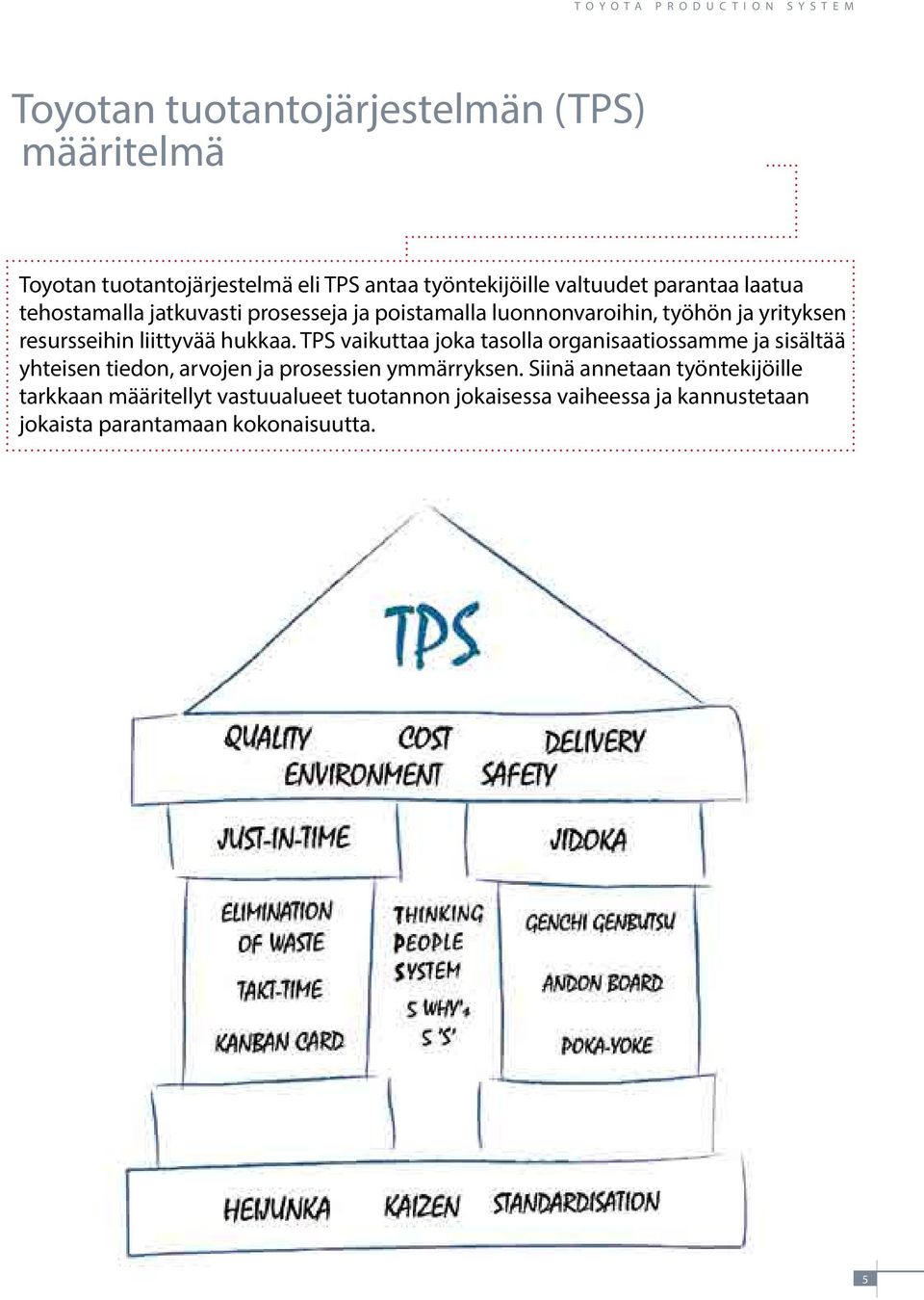 TPS vaikuttaa joka tasolla organisaatiossamme ja sisältää yhteisen tiedon, arvojen ja prosessien ymmärryksen.