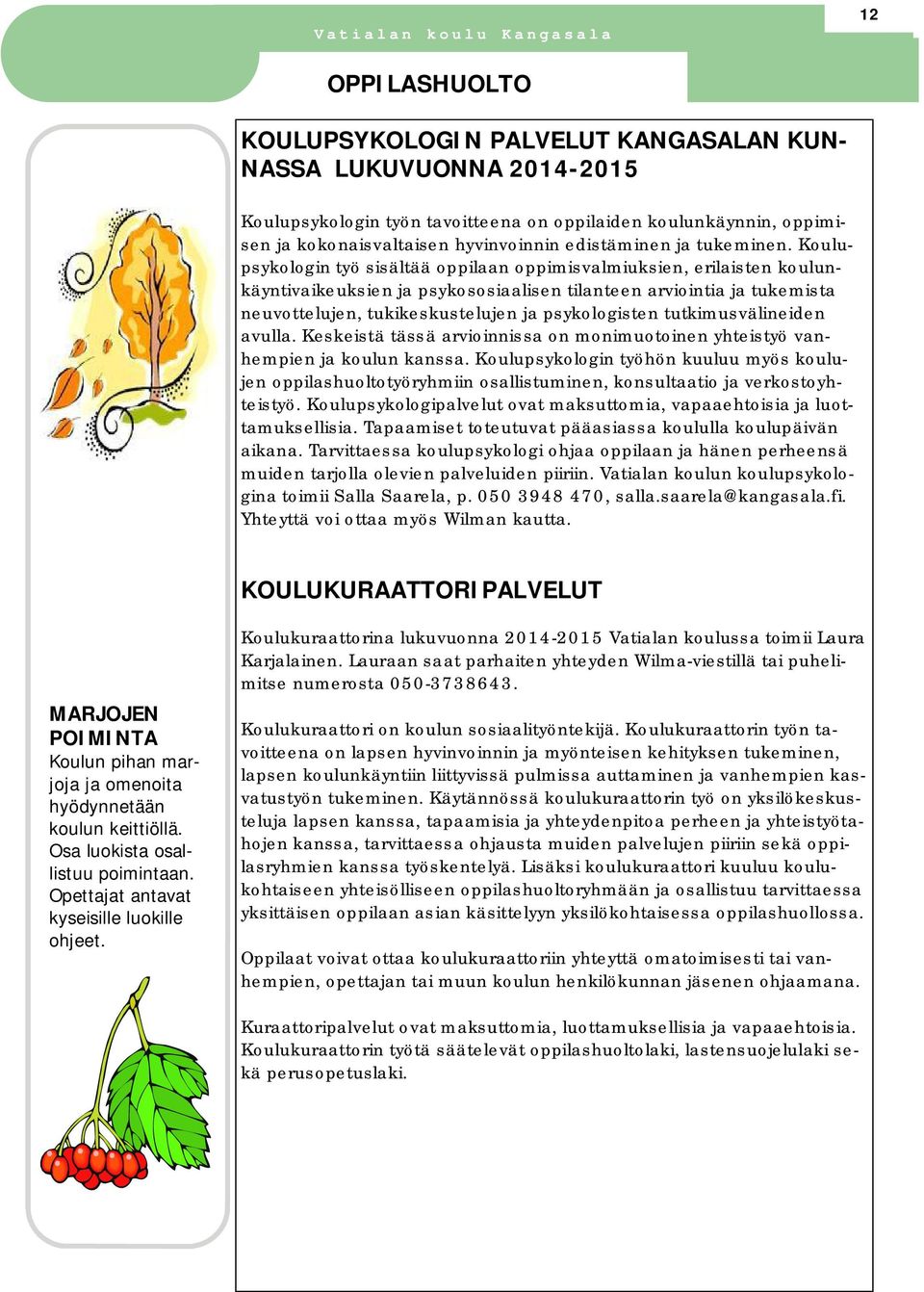 Koulupsykologin työ sisältää oppilaan oppimisvalmiuksien, erilaisten koulunkäyntivaikeuksien ja psykososiaalisen tilanteen arviointia ja tukemista neuvottelujen, tukikeskustelujen ja psykologisten