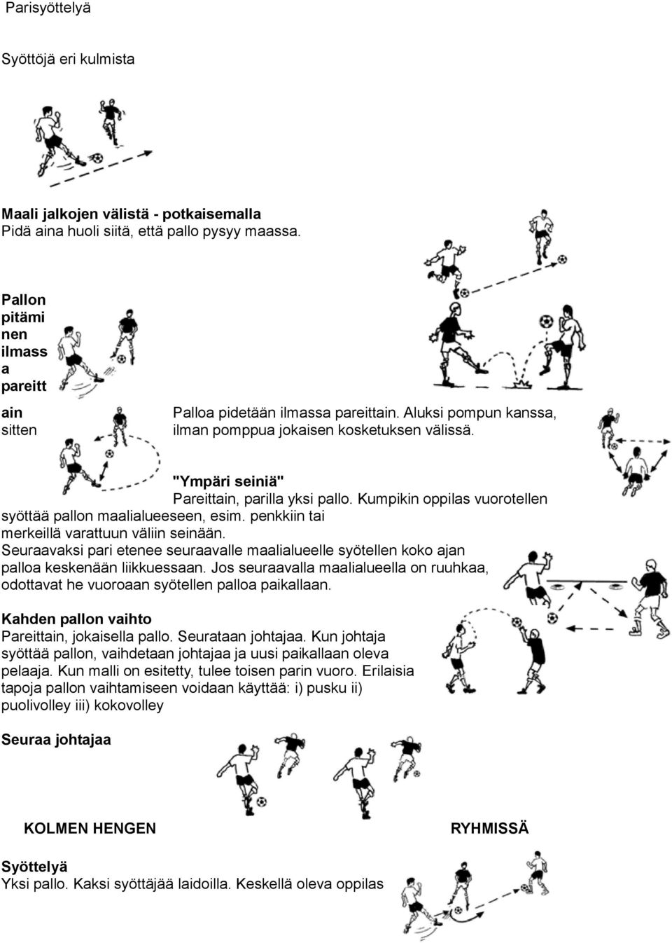 Kumpikin oppilas vuorotellen syöttää pallon maalialueeseen, esim. penkkiin tai merkeillä varattuun väliin seinään.