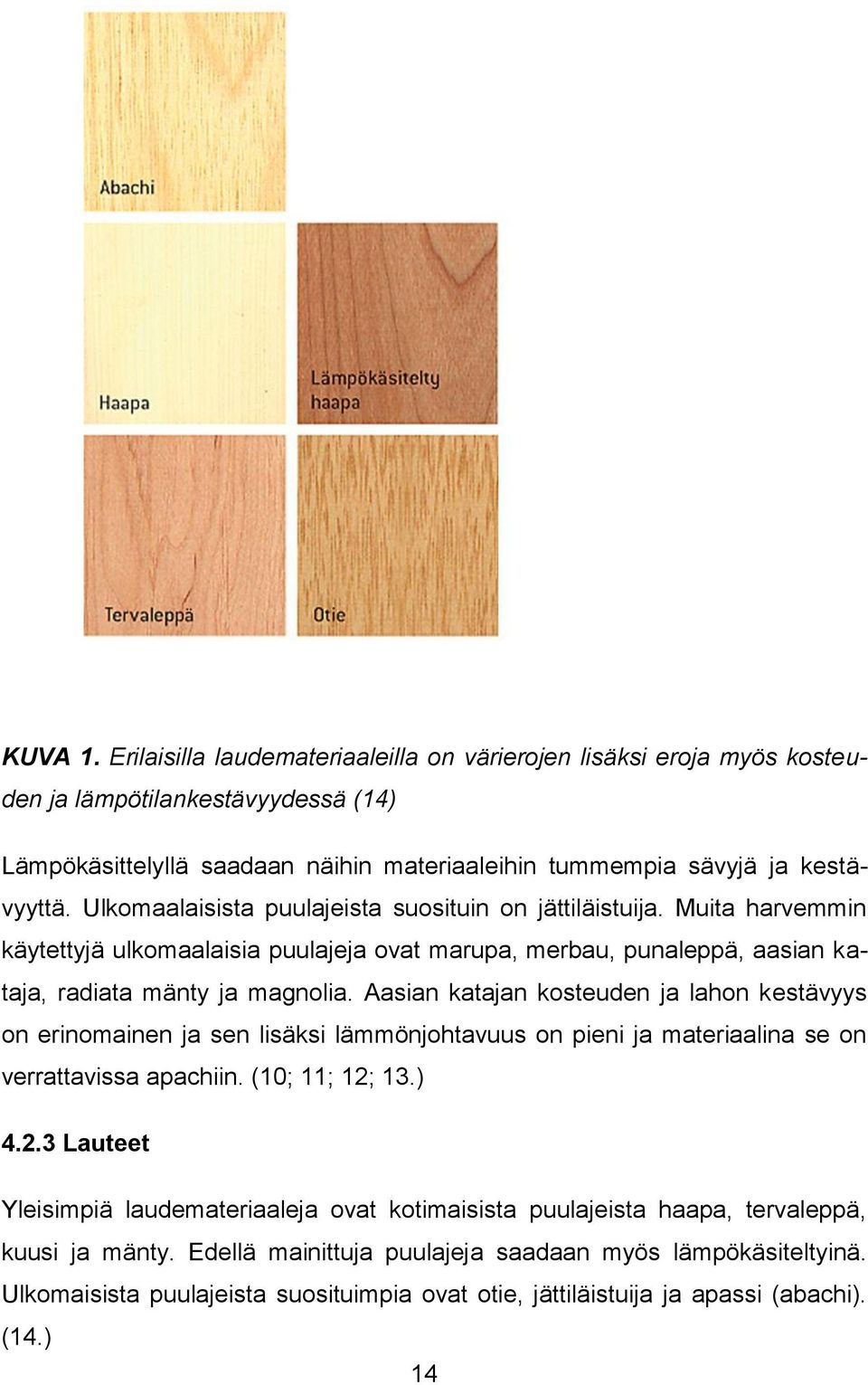 Aasian katajan kosteuden ja lahon kestävyys on erinomainen ja sen lisäksi lämmönjohtavuus on pieni ja materiaalina se on verrattavissa apachiin. (10; 11; 12;