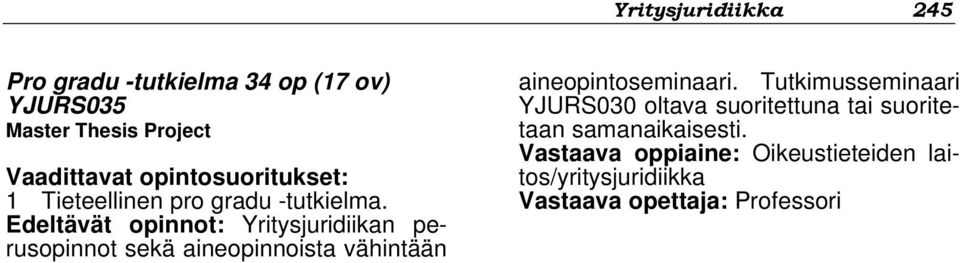 -tutkielma. sekä aineopinnoista vähintään aineopintoseminaari.