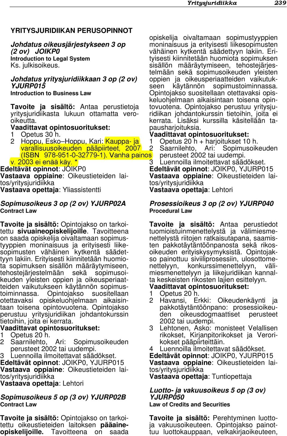 2 Hoppu, Esko Hoppu, Kari: Kauppa- ja varallisuusoikeuden pääpiirteet, 2007 (ISBN 978-951-0-32779-1). Vanha painos v. 2003 ei enää käy.