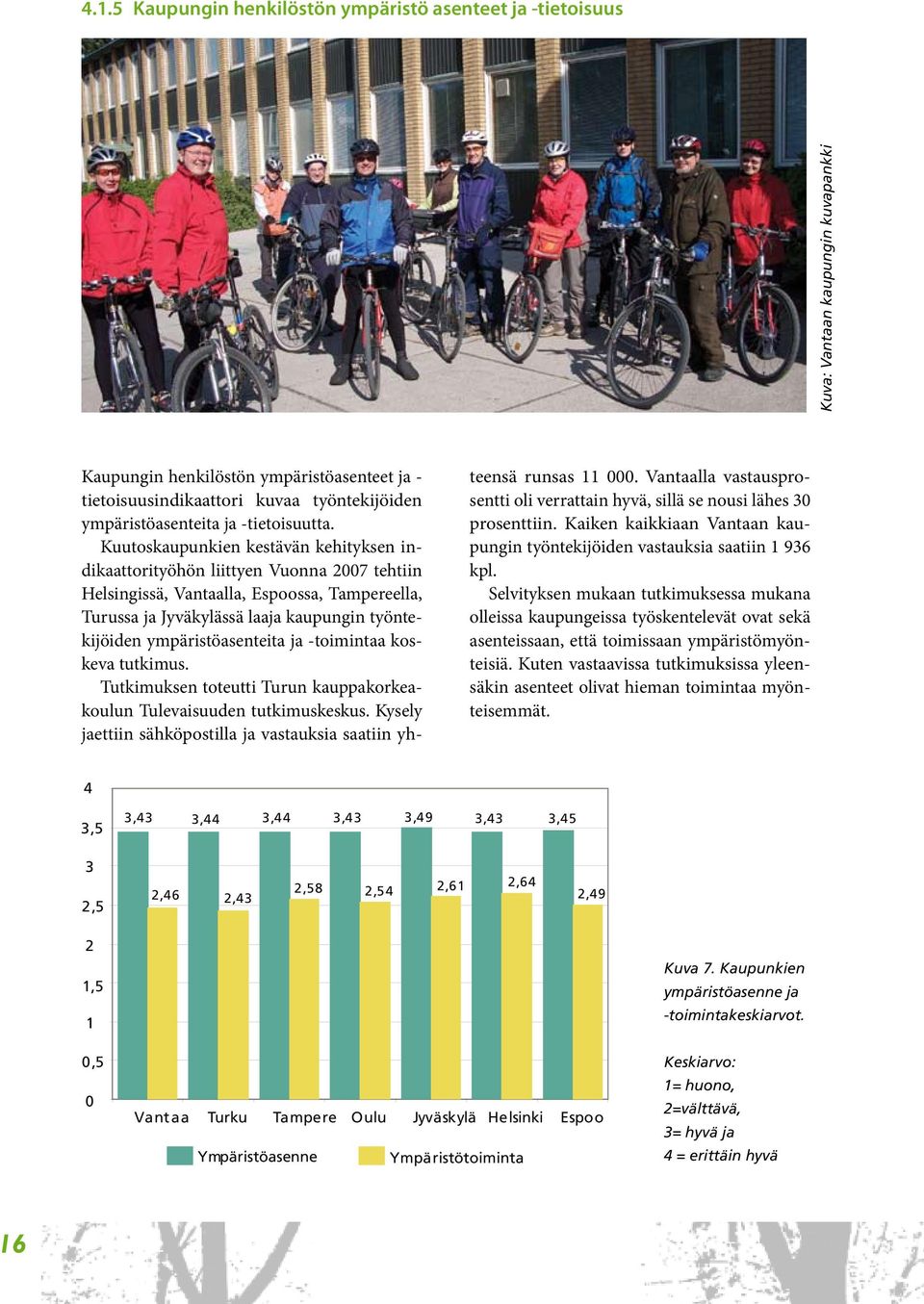 Kuutoskaupunkien kestävän kehityksen indikaattorityöhön liittyen Vuonna 2007 tehtiin Helsingissä, Vantaalla, Espoossa, Tampereella, Turussa ja Jyväkylässä laaja kaupungin työntekijöiden