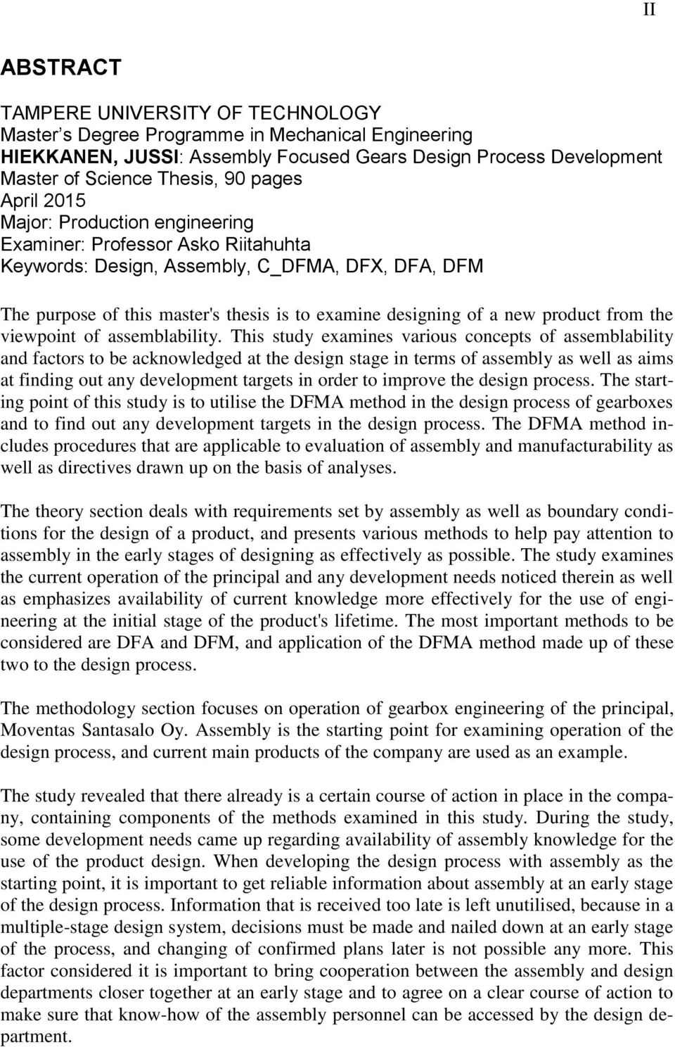 product from the viewpoint of assemblability.