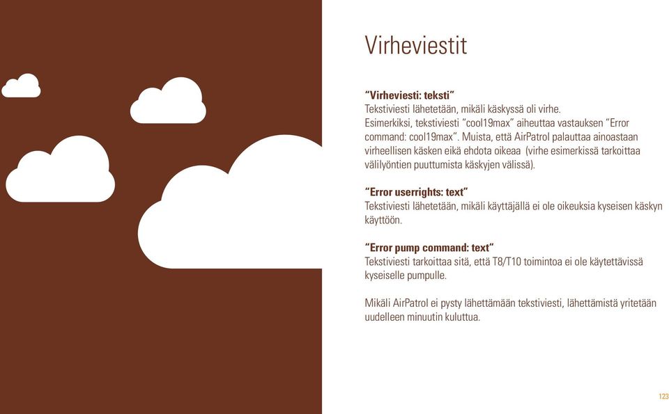 Error userrights: text Tekstiviesti lähetetään, mikäli käyttäjällä ei ole oikeuksia kyseisen käskyn käyttöön.