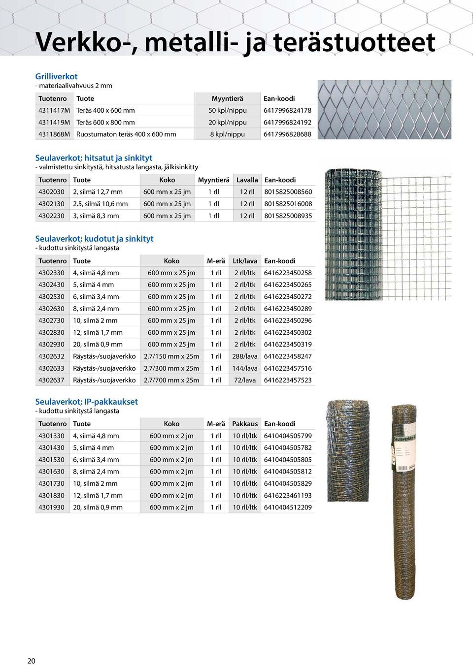 Koko Myyntierä Lavalla Ean-koodi 4302030 2, silmä 12,7 mm 600 mm x 25 jm 1 rll 12 rll 8015825008560 4302130 2.