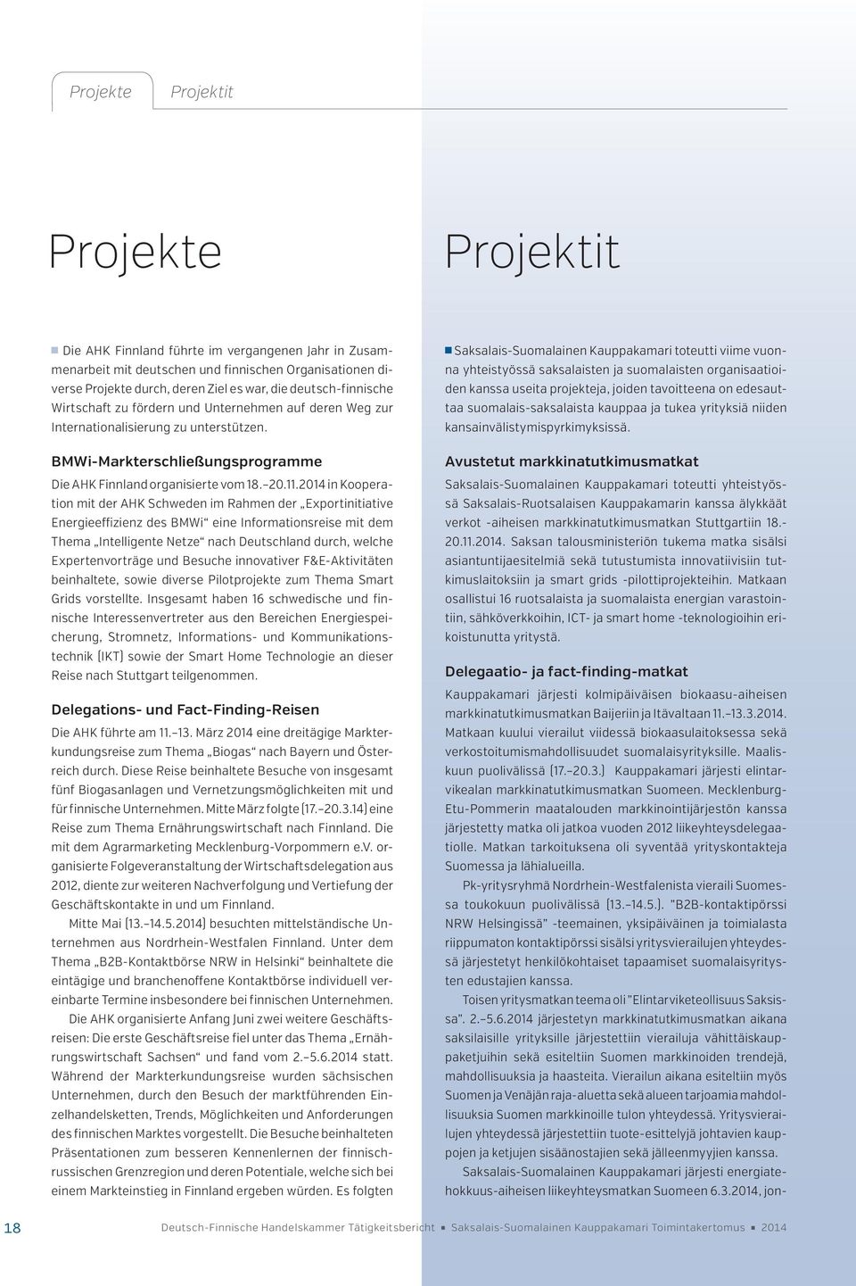 2014 in Kooperation mit der AHK Schweden im Rahmen der Exportinitiative Energieeffizienz des BMWi eine Informationsreise mit dem Thema Intelligente Netze nach Deutschland durch, welche