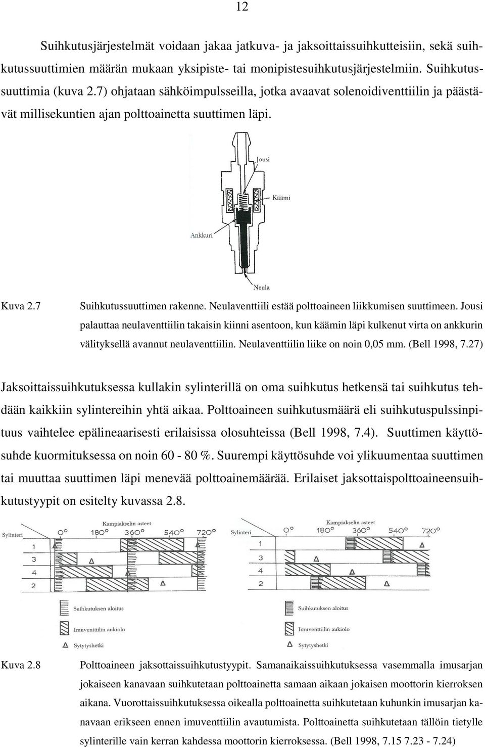 Neulaventtiili estää polttoaineen liikkumisen suuttimeen. Jousi palauttaa neulaventtiilin takaisin kiinni asentoon, kun käämin läpi kulkenut virta on ankkurin välityksellä avannut neulaventtiilin.