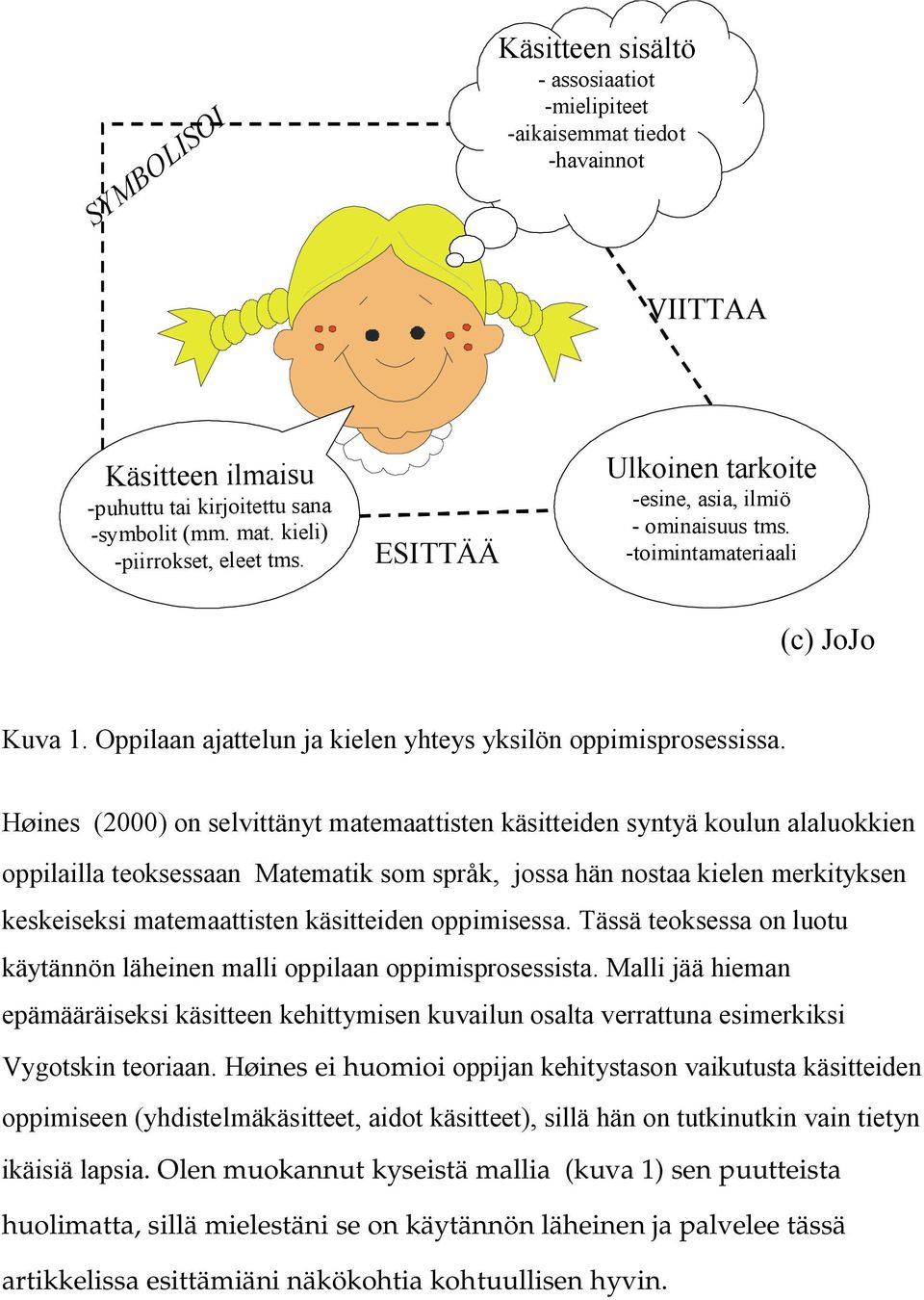 Høines (2000) on selvittänyt matemaattisten käsitteiden syntyä koulun alaluokkien oppilailla teoksessaan Matematik som språk, jossa hän nostaa kielen merkityksen keskeiseksi matemaattisten