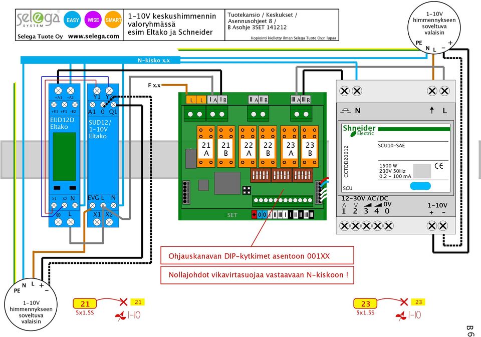 x +1-2 Y1 Y2 +E1 +F1 -E2 EUD12D Eltako 1 0 Q1 SUD12/ 1-1 Eltako Shneider CCTDD20012 Electric 25 SCU10-SE 1500 W 50Hz 0.