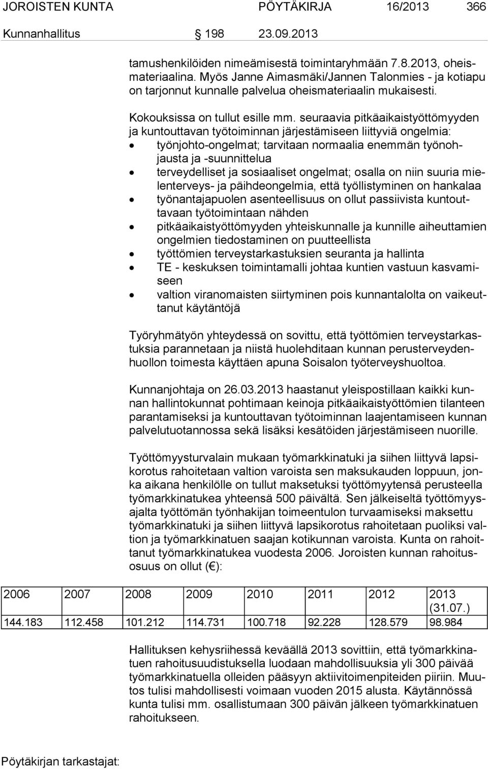 seuraavia pitkäaikaistyöttö myyden ja kuntouttavan työtoi minnan järjestämiseen liittyviä ongelmia: työnjohto-ongelmat; tarvitaan normaalia enemmän työn ohjausta ja -suunnittelua terveydelliset ja