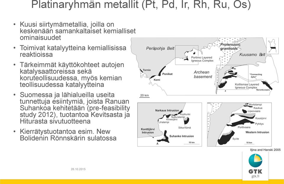 kemian teollisuudessa katalyytteina Suomessa ja lähialueilla useita tunnettuja esiintymiä, joista Ranuan Suhankoa kehitetään
