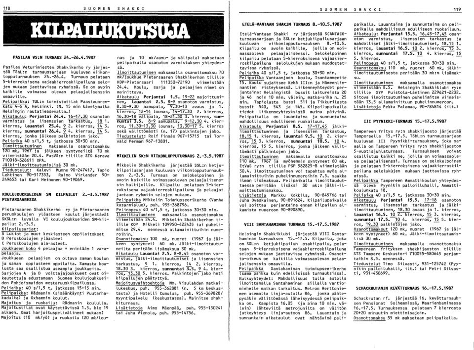 ) AikatauLu: Perjantai 4.4. 16-17.0 osanoton varmistus ja lisenssien tarkastus, 18 1. kierros, lauantai 5.4. 9. kierros, 14. kierros, sunnuntai 6.4. 9 4. kierros, 14 5.