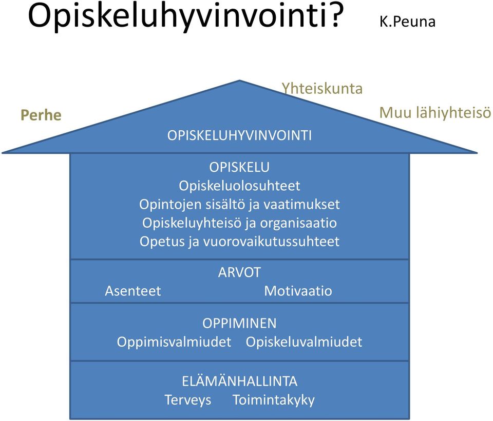 Opintojen sisältö ja vaatimukset Opiskeluyhteisö ja organisaatio Opetus ja