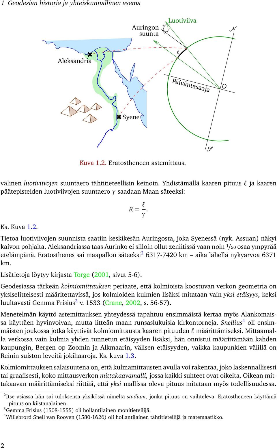 Tietoa luotiviivojen suunnista saatiin keskikesän Auringosta, joka Syenessä (nyk. Assuan) näkyi kaivon pohjalta.