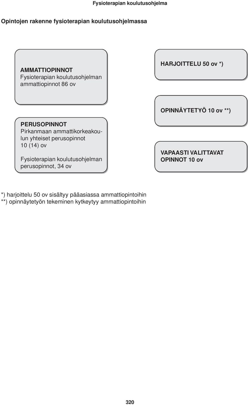 ammattikorkeakoulun yhteiset perusopinnot 10 (14) ov Fysioterapian koulutusohjelman perusopinnot, 34 ov VAPAASTI