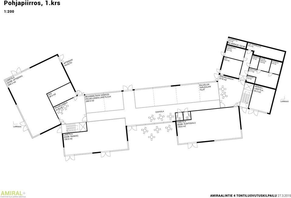 5 m2 MUUNNLTAVIA VANHUS- PALVLUIDN LIIILOJA 298.9 m2 KAHVILA PALVLUN TARJOAJAN TILAT PALVLUAULA 51.8 m2 SIIVOUS 3.