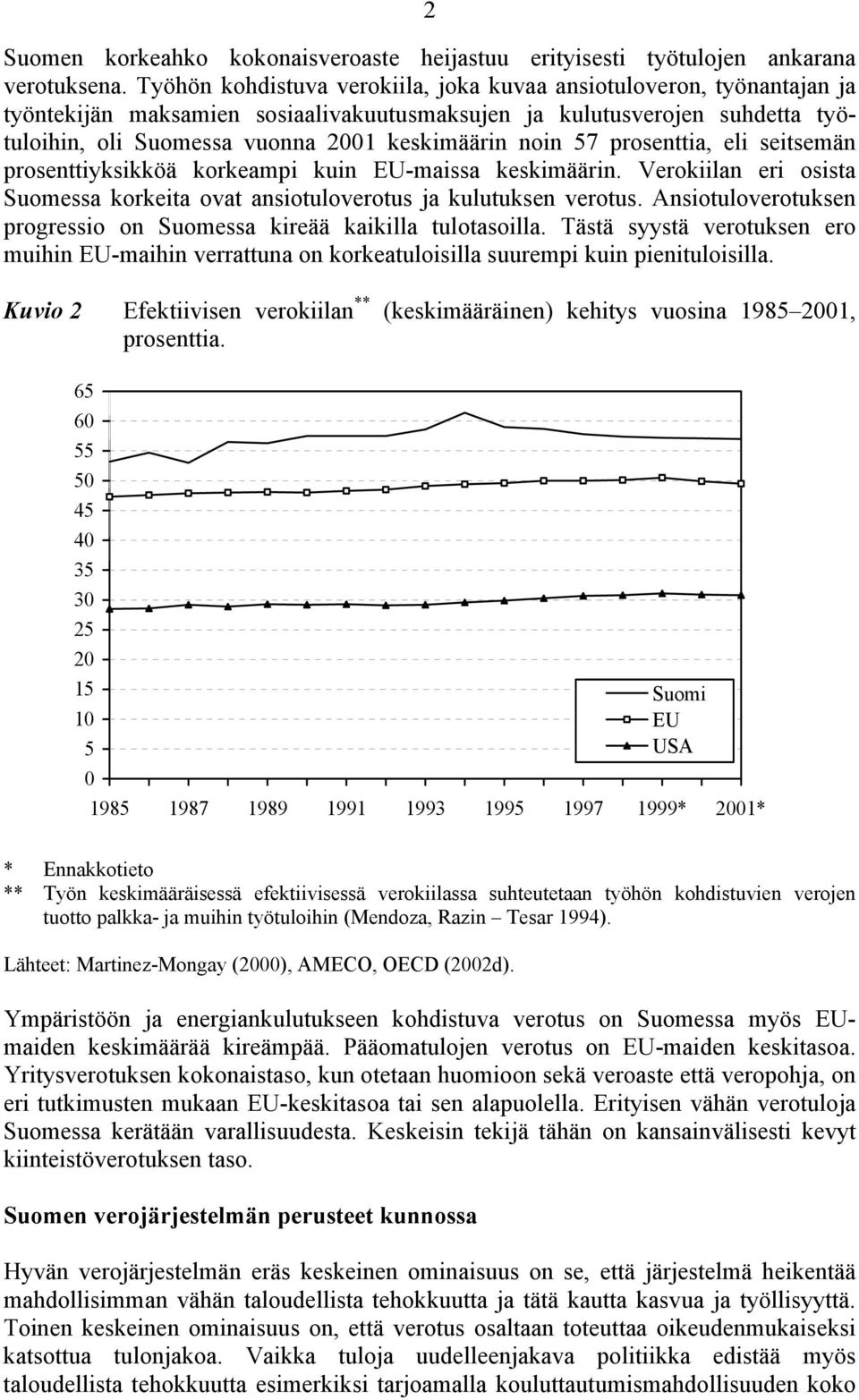 57 prosenttia, eli seitsemän prosenttiyksikköä korkeampi kuin EU-maissa keskimäärin. Verokiilan eri osista Suomessa korkeita ovat ansiotuloverotus ja kulutuksen verotus.