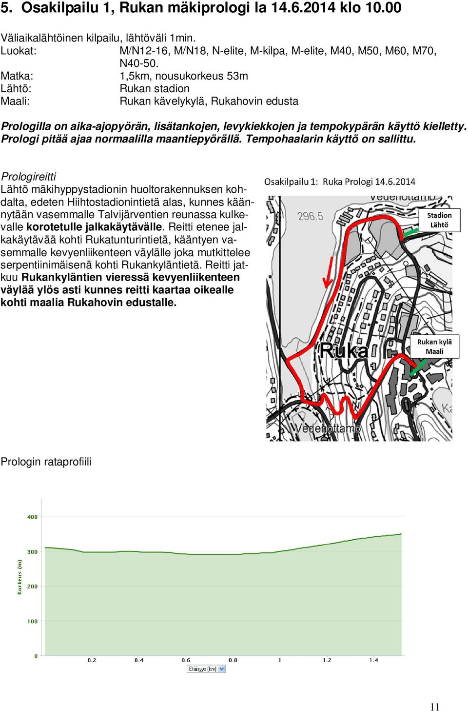 Prologi pitää ajaa normaalilla maantiepyörällä. Tempohaalarin käyttö on sallittu.