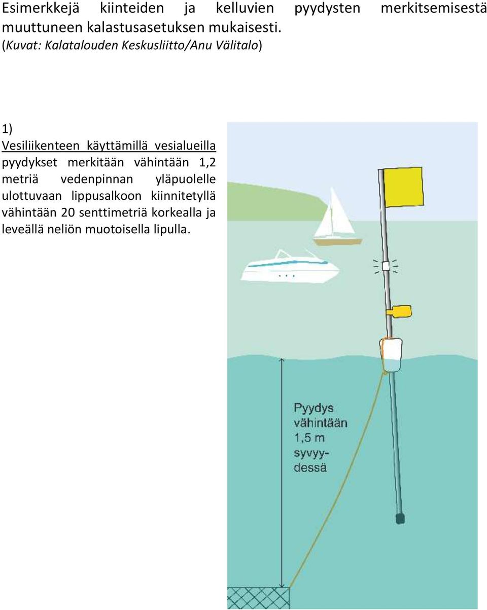 (Kuvat: Kalatalouden Keskusliitto/Anu Välitalo) 1) Vesiliikenteen käyttämillä vesialueilla