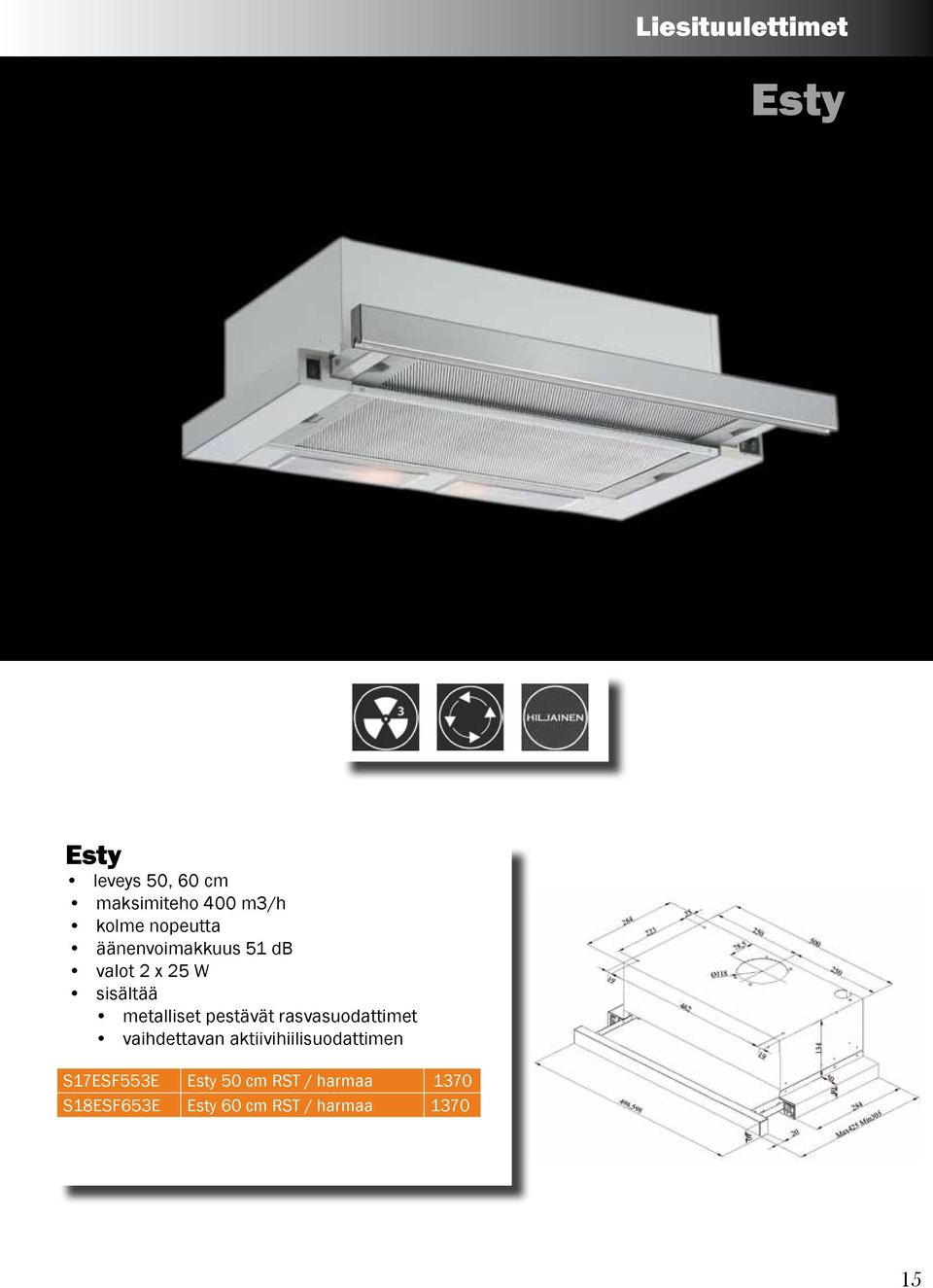 valot 2 x 25 W S17ESF553E Esty 50 cm RST /