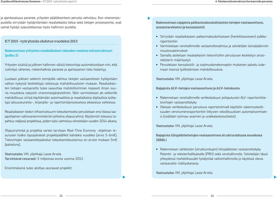 ICT 2015 -työryhmän ehdotus vuodeksi 2013 Rakennetaan yritysten reaaliaikaisen talouden vaatima infrastruktuuri (polku 2) Yritysten sisäisiä ja julkisen hallinnon välisiä tietovirtoja automatisoidaan