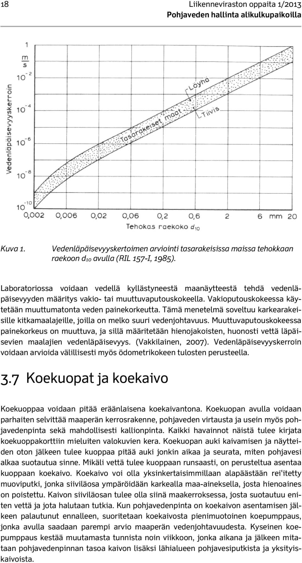 Tämä menetelmä soveltuu karkearakeisille kitkamaalajeille, joilla on melko suuri vedenjohtavuus.