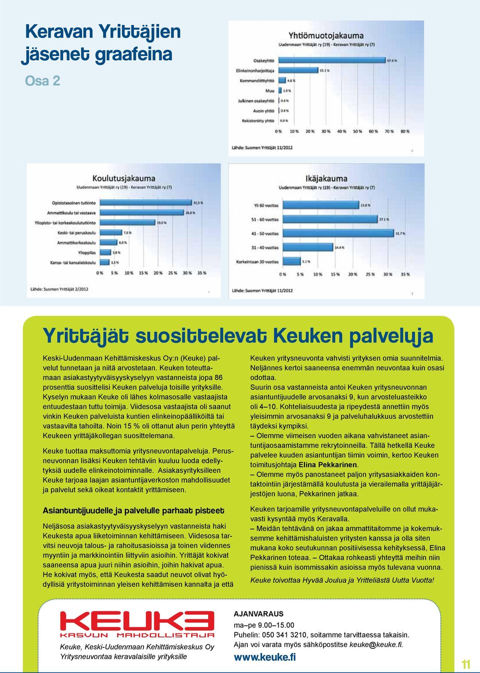 Kyselyn mukaan Keuke oli lähes kolmasosalle vastaajista entuudestaan tuttu toimija. Viidesosa vastaajista oli saanut vinkin Keuken palveluista kuntien elinkeinopäälliköiltä tai vastaavilta tahoilta.