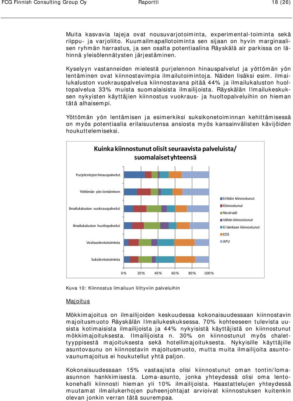 Kyselyyn vastanneiden mielestä purjelennon hinauspalvelut ja yöttömän yön lentäminen ovat kiinnostavimpia ilmailutoimintoja. Näiden lisäksi esim.