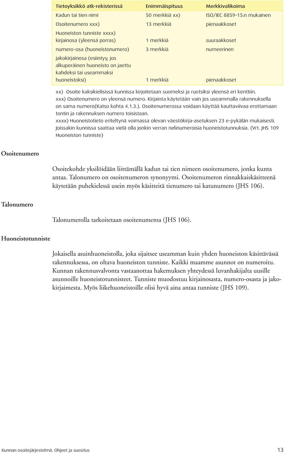 huoneistoksi) 1 merkkiä pienaakkoset xx) Osoite kaksikielisissä kunnissa kirjoitetaan suomeksi ja ruotsiksi yleensä eri kenttiin. xxx) Osoitenumero on yleensä numero.