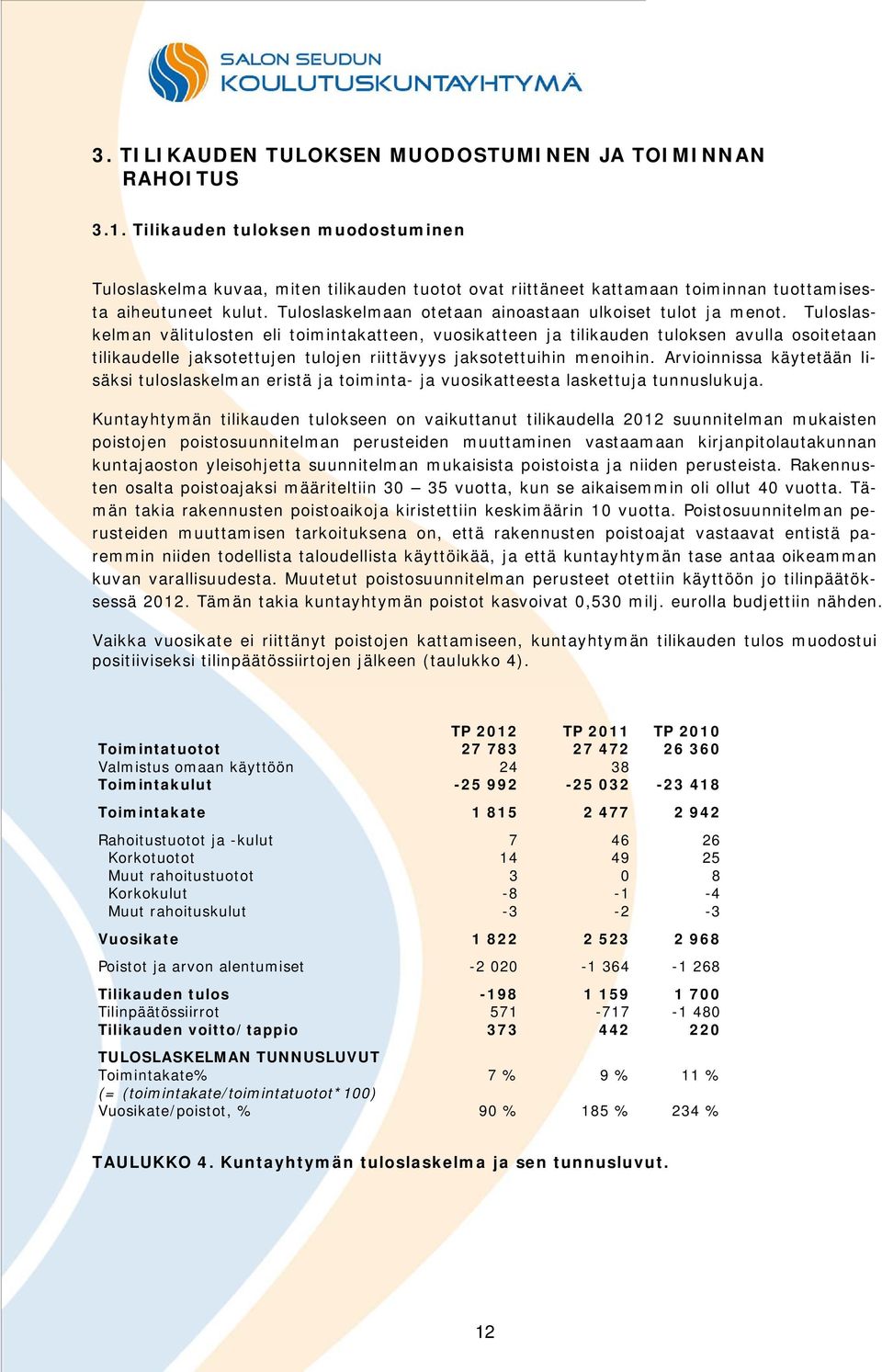 Tuloslaskelmaan otetaan ainoastaan ulkoiset tulot ja menot.