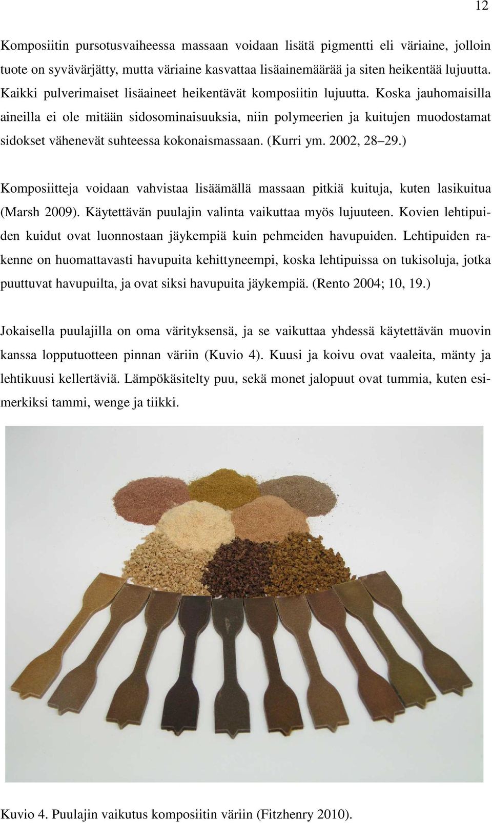 Koska jauhomaisilla aineilla ei ole mitään sidosominaisuuksia, niin polymeerien ja kuitujen muodostamat sidokset vähenevät suhteessa kokonaismassaan. (Kurri ym. 2002, 28 29.