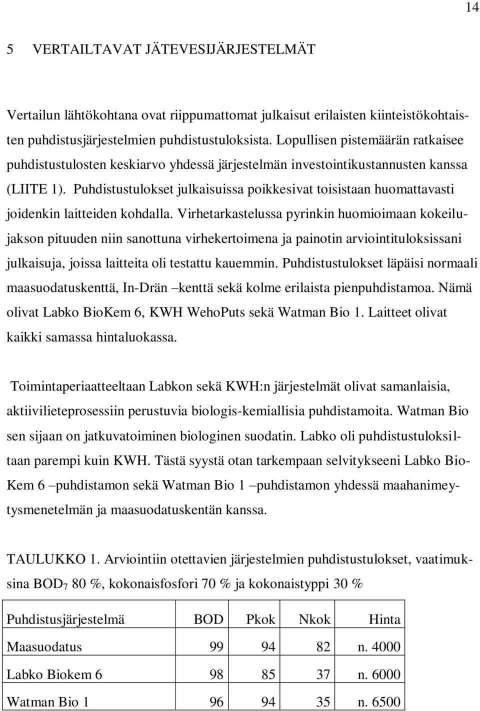 Puhdistustulokset julkaisuissa poikkesivat toisistaan huomattavasti joidenkin laitteiden kohdalla.