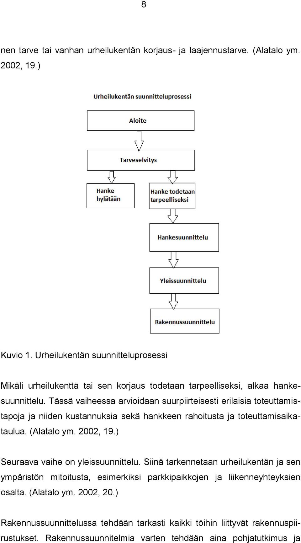 Tässä vaiheessa arvioidaan suurpiirteisesti erilaisia toteuttamistapoja ja niiden kustannuksia sekä hankkeen rahoitusta ja toteuttamisaikataulua. (Alatalo ym. 2002, 19.