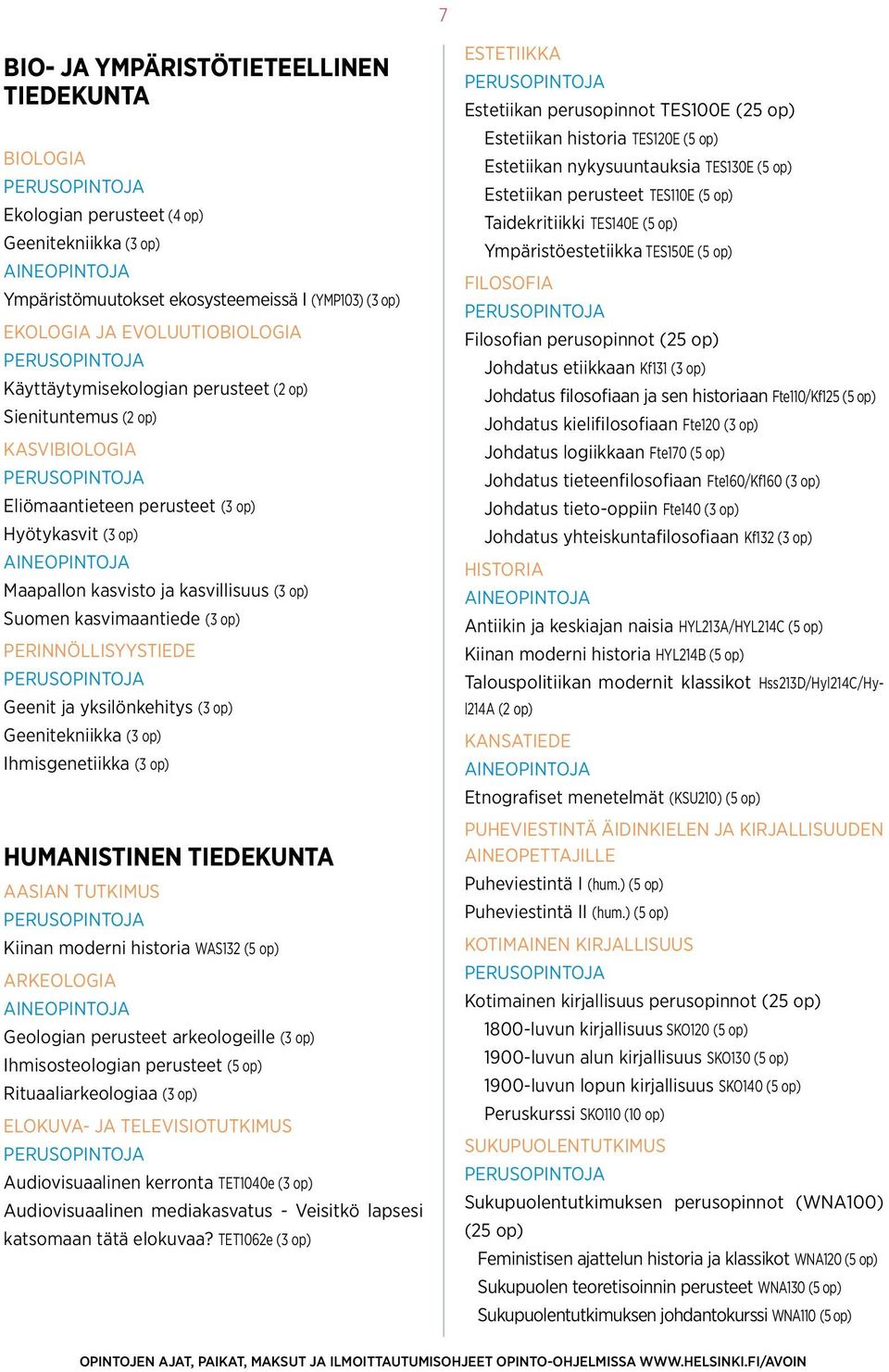 Perinnöllisyystiede Geenit ja yksilönkehitys (3 op) Geenitekniikka (3 op) Ihmisgenetiikka (3 op) Humanistinen tiedekunta Aasian tutkimus Kiinan moderni historia WAS132 (5 op) Arkeologia Geologian