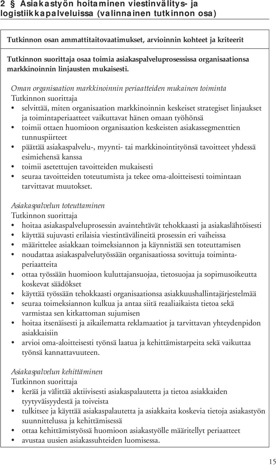 Oman organisaation markkinoinnin periaatteiden mukainen toiminta selvittää, miten organisaation markkinoinnin keskeiset strategiset linjaukset ja toimintaperiaatteet vaikuttavat hänen omaan työhönsä