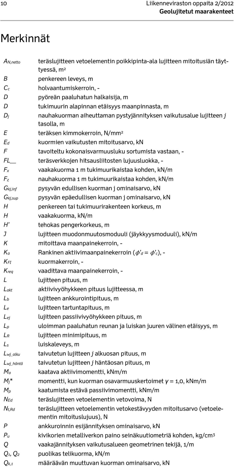 vaikutusten mitoitusarvo, kn F tavoiteltu kokonaisvarmuusluku sortumista vastaan, - FL teräsverkkojen hitsausliitosten lujuusluokka, - Fx vaakakuorma 1 m tukimuurikaistaa kohden, kn/m Fz nauhakuorma