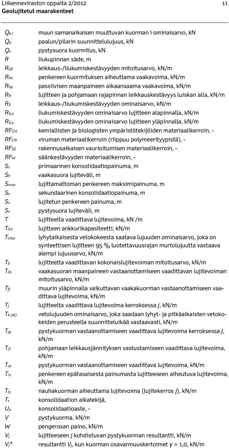 rajapinnan leikkauskestävyys luiskan alla, kn/m leikkaus-/liukumiskestävyyden ominaisarvo, kn/m liukumiskestävyyden ominaisarvo lujitteen alapinnalla, kn/m liukumiskestävyyden ominaisarvo lujitteen