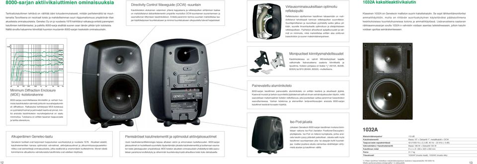 Genelec Oy on jo vuodesta 1978 kehittänyt ratkaisuja entistä parempien kaiuttimien kehittämiseksi, ja palkittu 8000-sarja sisältää suuren osan tämän pitkän työn tuloksista.