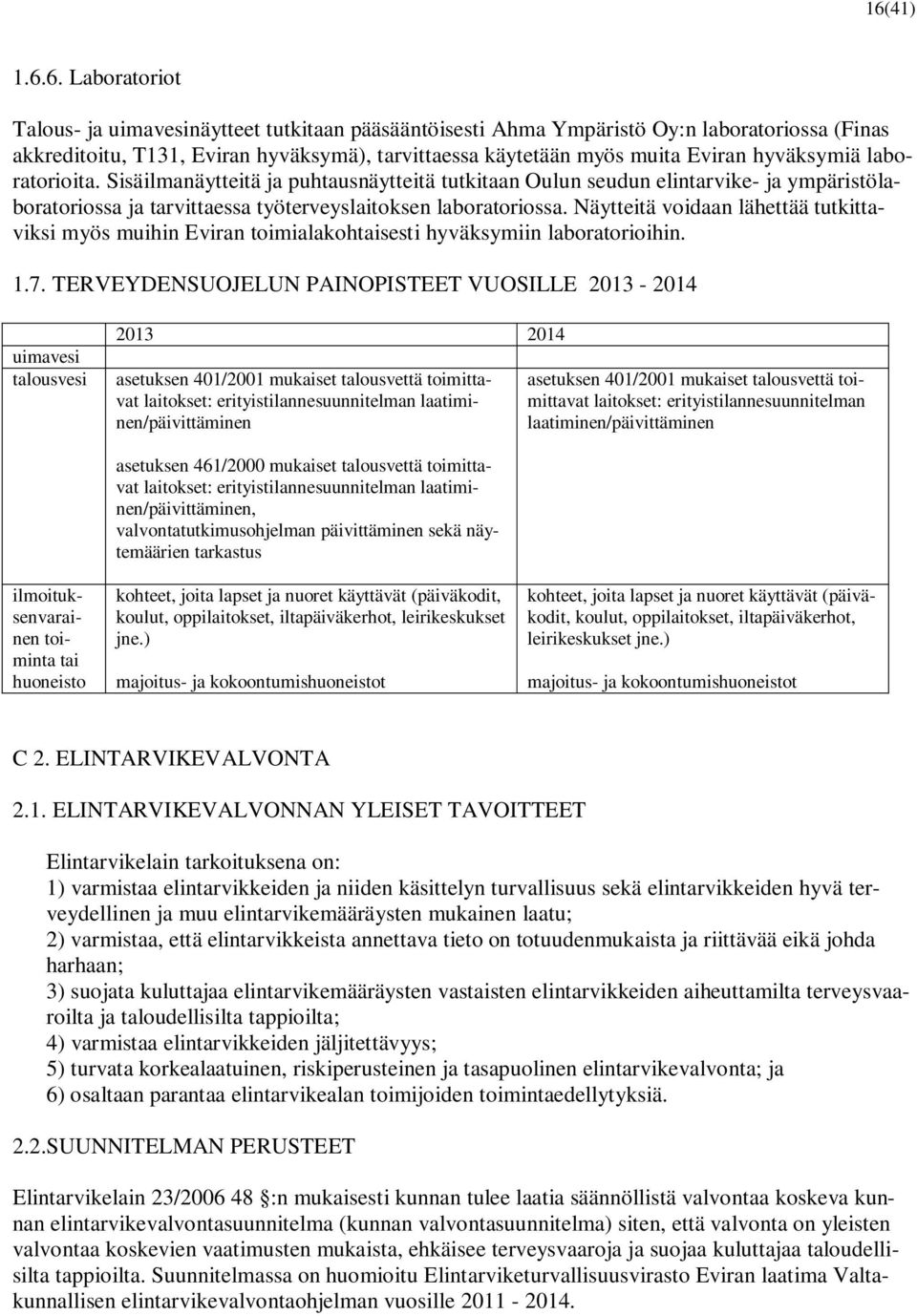 Näytteitä voidaan lähettää tutkittaviksi myös muihin Eviran toimialakohtaisesti hyväksymiin laboratorioihin. 1.7.