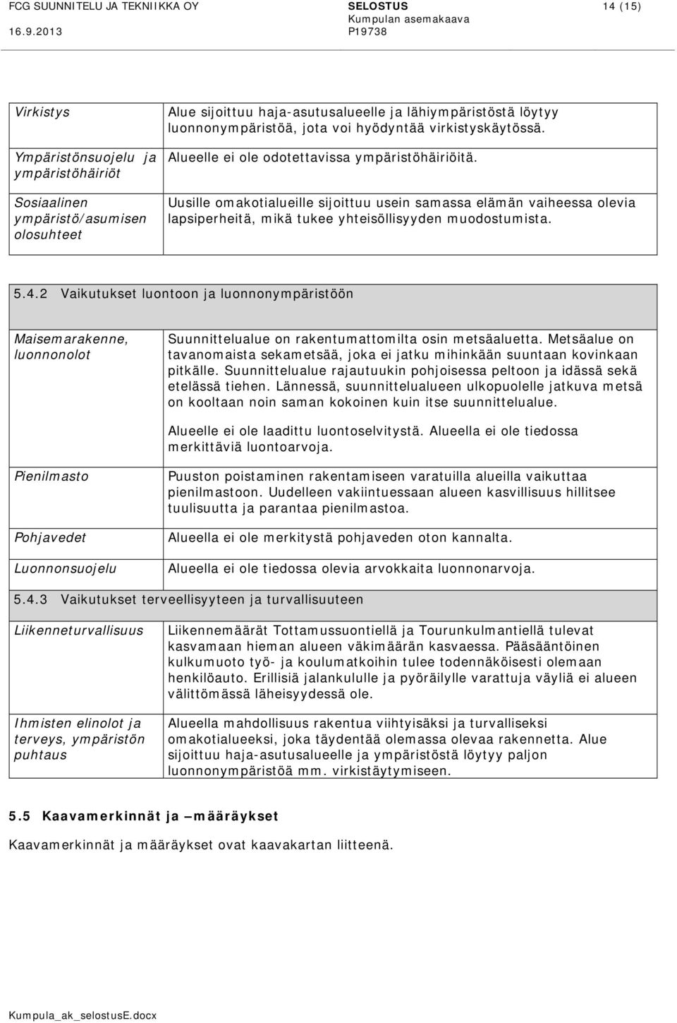 hyödyntää virkistyskäytössä. Alueelle ei ole odotettavissa ympäristöhäiriöitä.