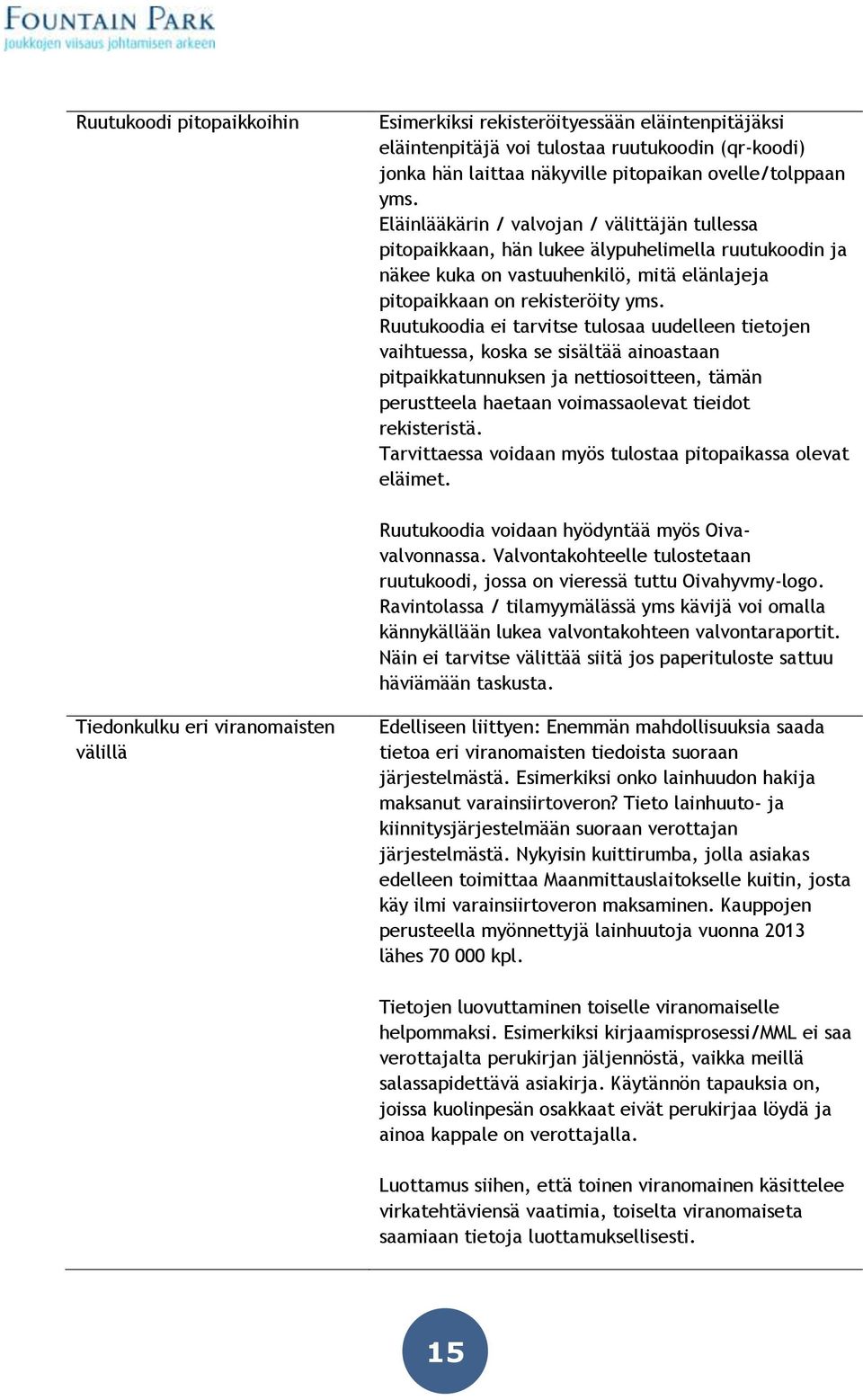 Ruutukoodia ei tarvitse tulosaa uudelleen tietojen vaihtuessa, koska se sisältää ainoastaan pitpaikkatunnuksen ja nettiosoitteen, tämän perustteela haetaan voimassaolevat tieidot rekisteristä.