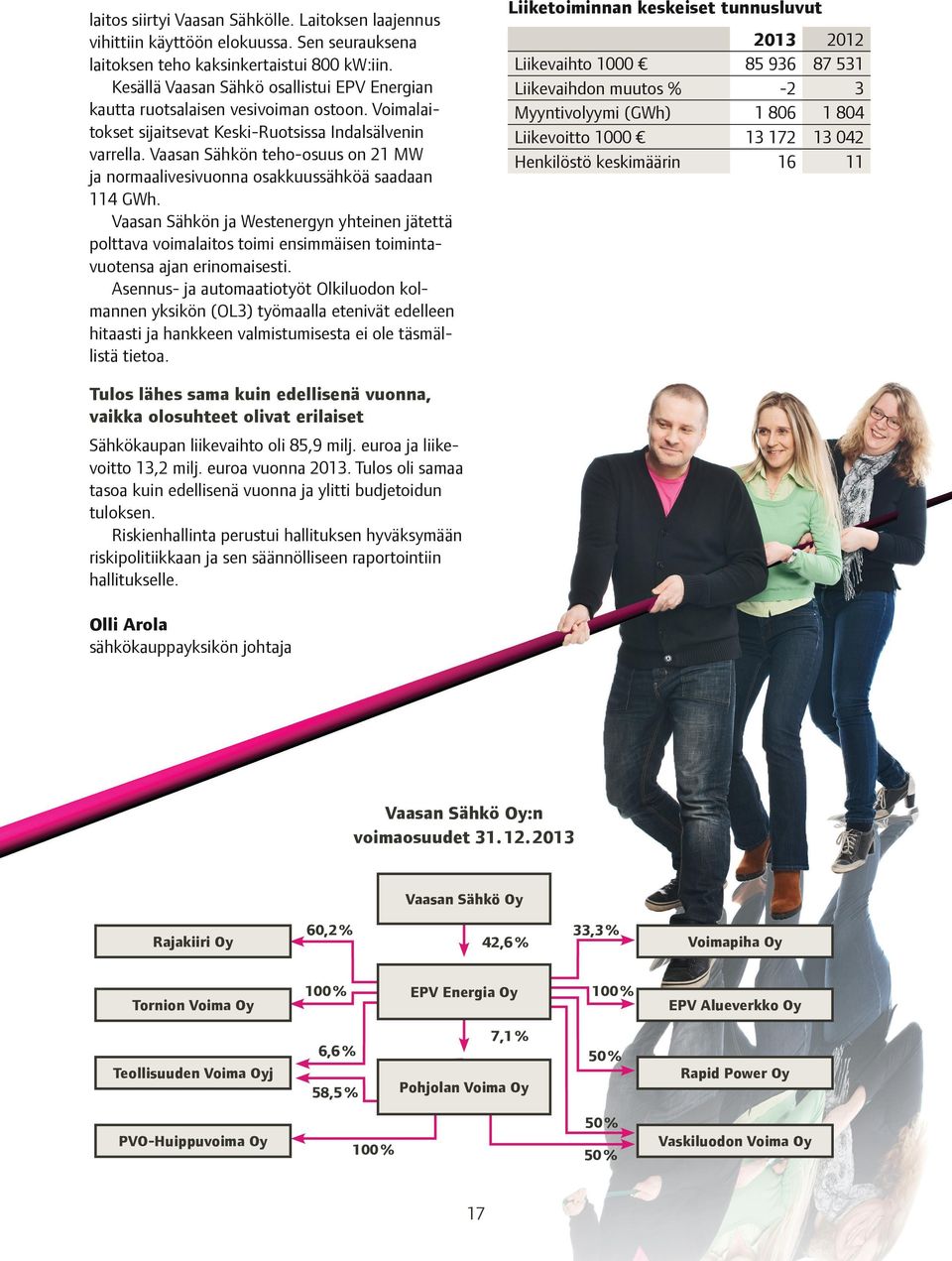 Vaasan Sähkön teho-osuus on 21 MW ja normaalivesivuonna osakkuussähköä saadaan 114 GWh.